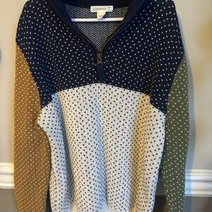 Boys Crewcuts Navy, Cream, Tan, and Green Cowl Sweater